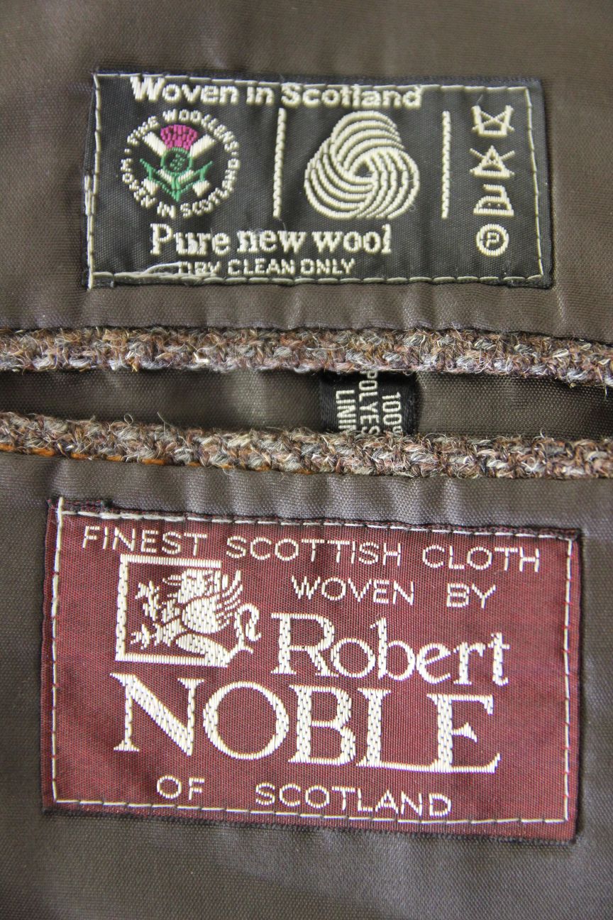 BRITISH MADE HODGES PURE WOOL CLASSIC STRIPED BROWN TWEED JACKET 44 INCH