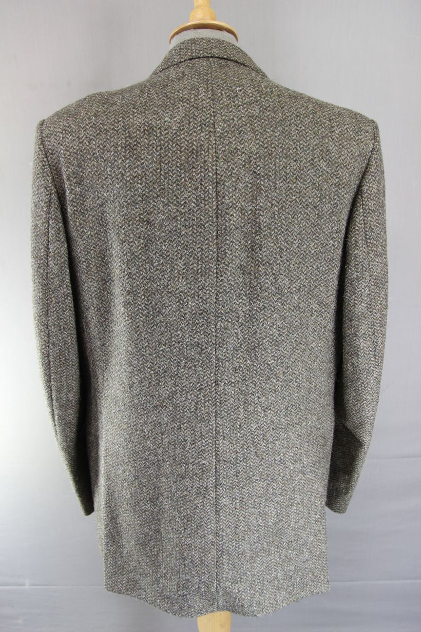 M&S ST. MICHAEL BRITISH MADE PURE WOOL GREEN TWEED JACKET 44 INCH (LONG FIT)