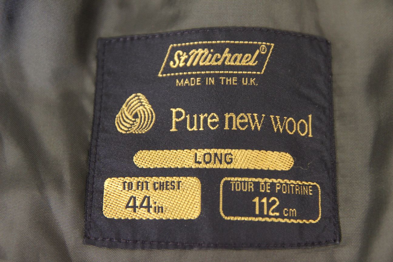 M&S ST. MICHAEL BRITISH MADE PURE WOOL GREEN TWEED JACKET 44 INCH (LONG FIT)
