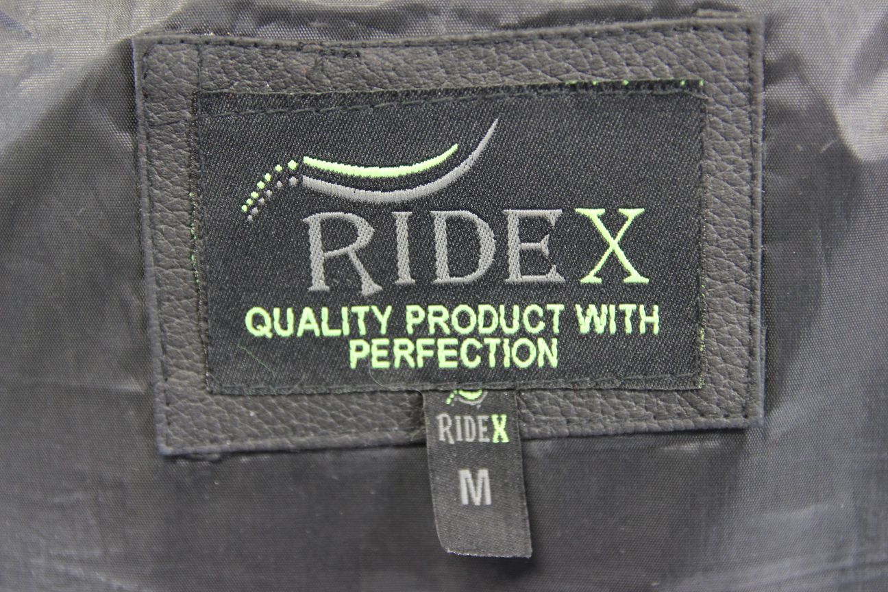 RIDEX BLACK LEATHER BIKER JACKET + BACK/SHOULDER/ELBOW CE ARMOUR: LADIES M/SZ 12