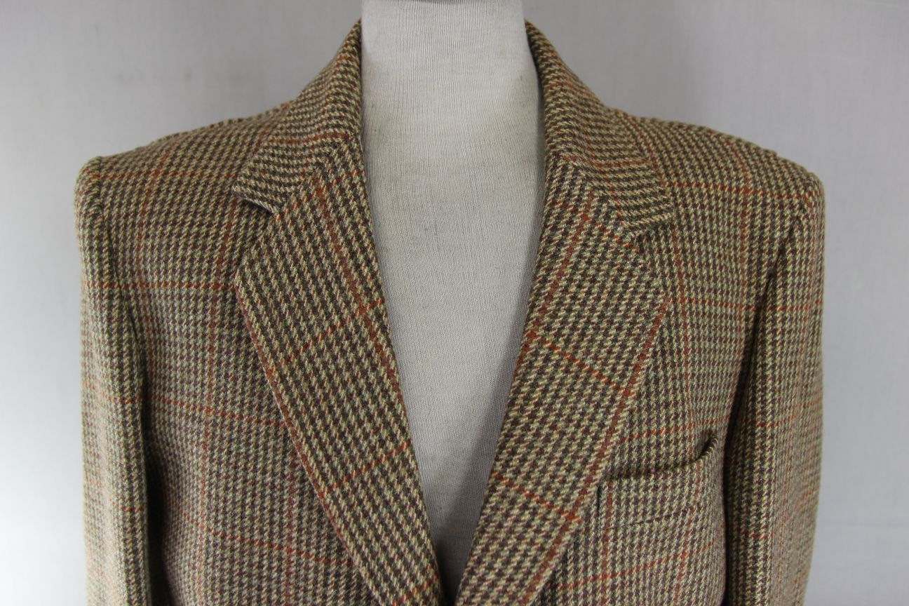 BRITISH MADE BEAVER 3 POCKET BROWN HOUNDSTOOTH CHECKED JACKET 40 INCH (REG FIT)