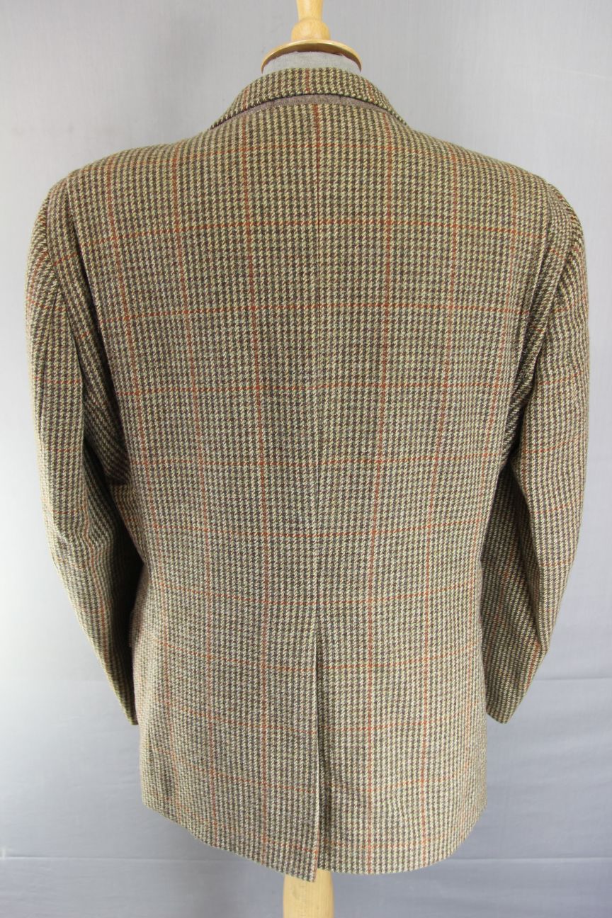 BRITISH MADE BEAVER 3 POCKET BROWN HOUNDSTOOTH CHECKED JACKET 40 INCH (REG FIT)