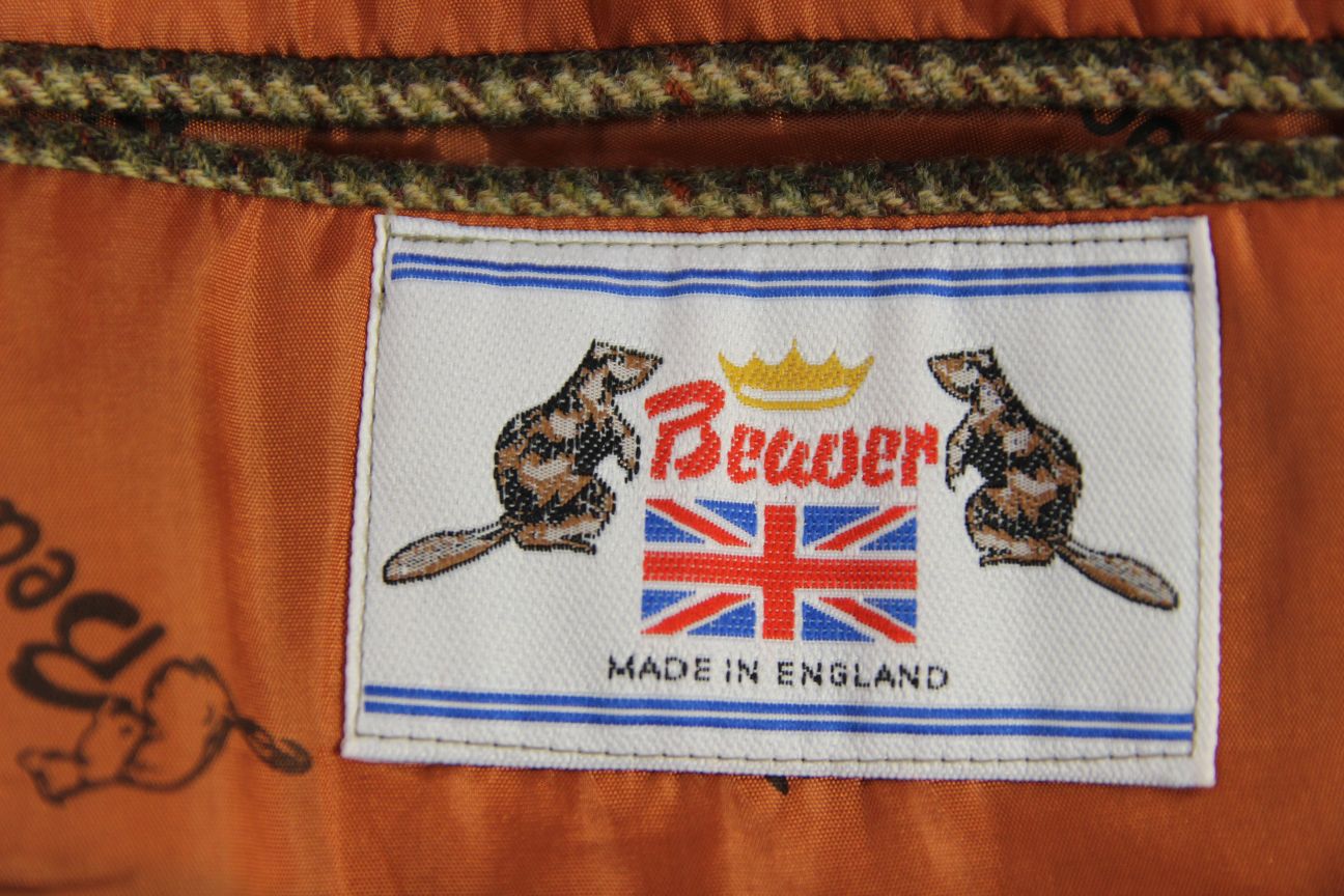 BRITISH MADE BEAVER 3 POCKET BROWN HOUNDSTOOTH CHECKED JACKET 40 INCH (REG FIT)