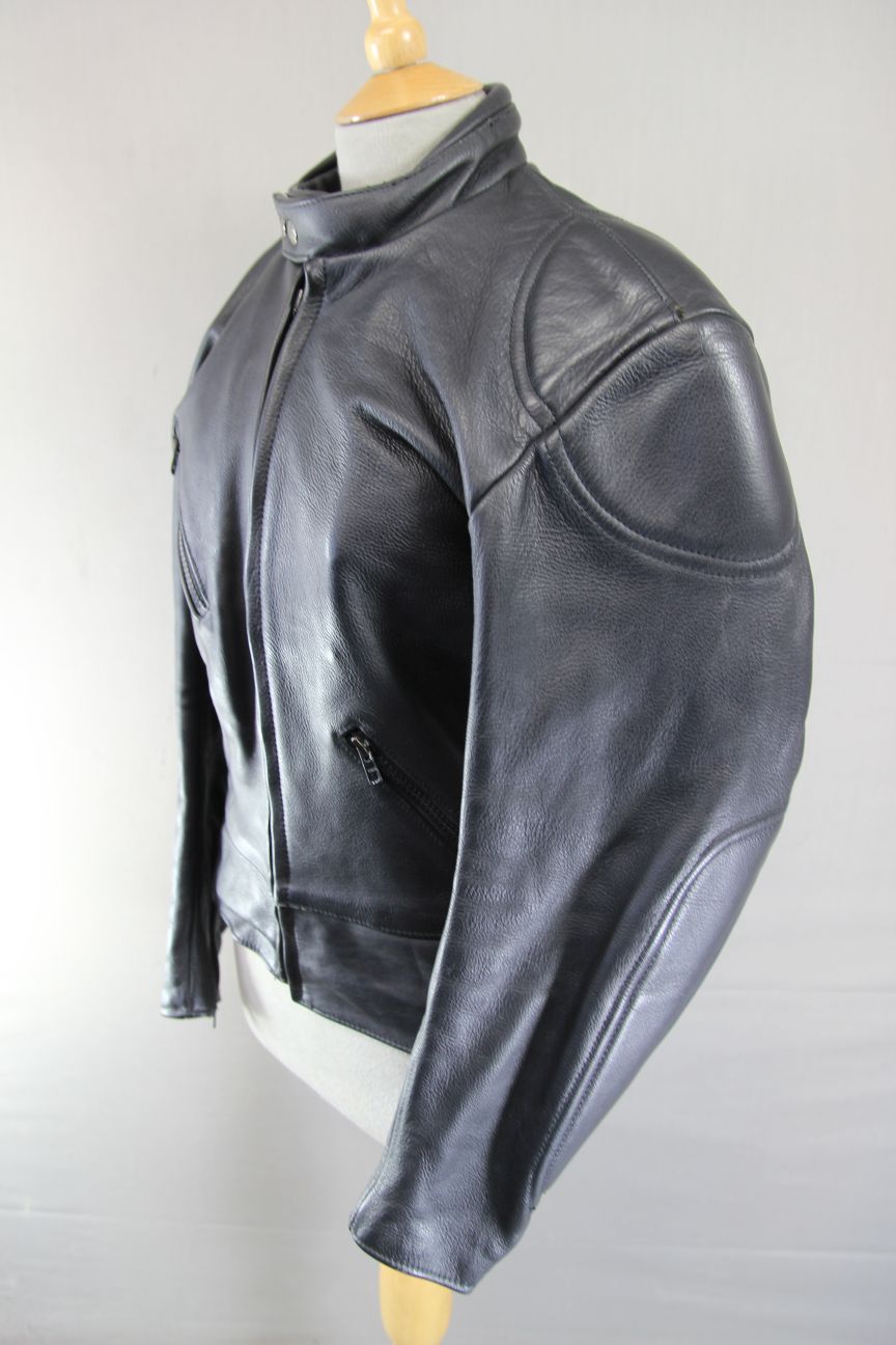 CLASSIC BRITISH MADE BLACK SCOTT LEATHERS BIKER JACKET 36 INCH