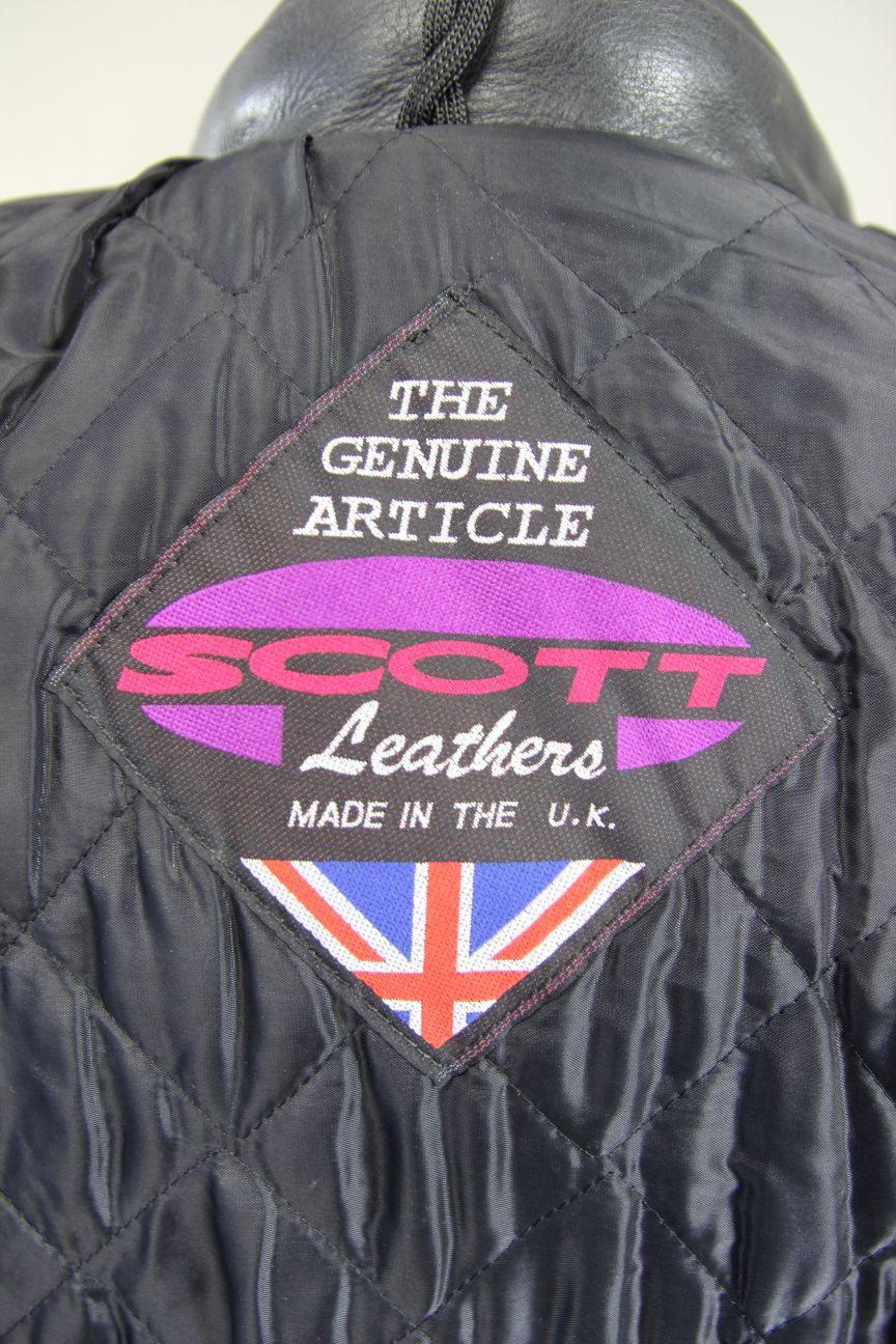 CLASSIC BRITISH MADE BLACK SCOTT LEATHERS BIKER JACKET 36 INCH