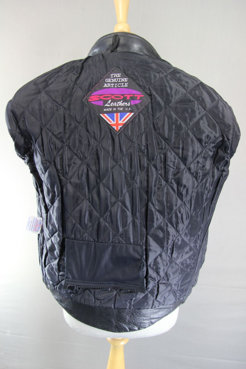 CLASSIC BRITISH MADE BLACK SCOTT LEATHERS BIKER JACKET 36 INCH