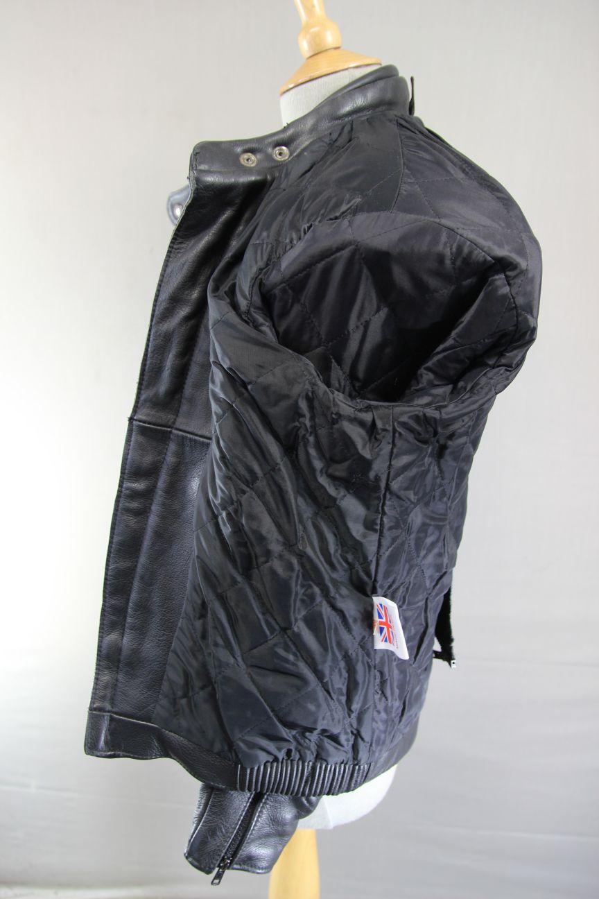 CLASSIC BRITISH MADE BLACK SCOTT LEATHERS BIKER JACKET 36 INCH