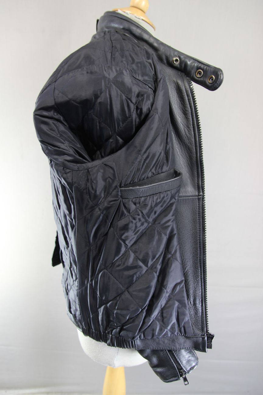 CLASSIC BRITISH MADE BLACK SCOTT LEATHERS BIKER JACKET 36 INCH