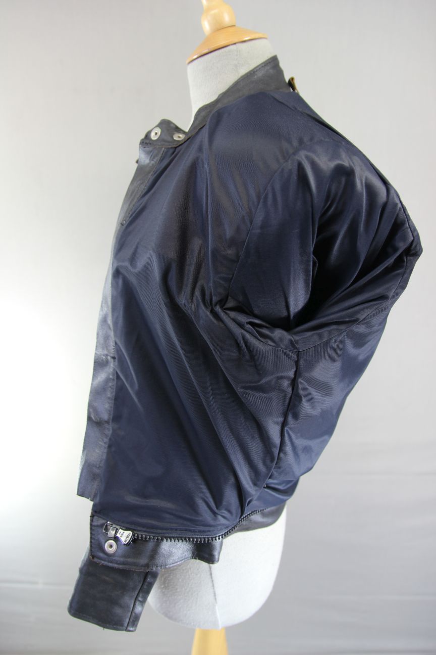 VINTAGE 1970's BLACK, RED & WHITE TT LEATHERS BRITISH MADE BIKER JACKET 38 INCH