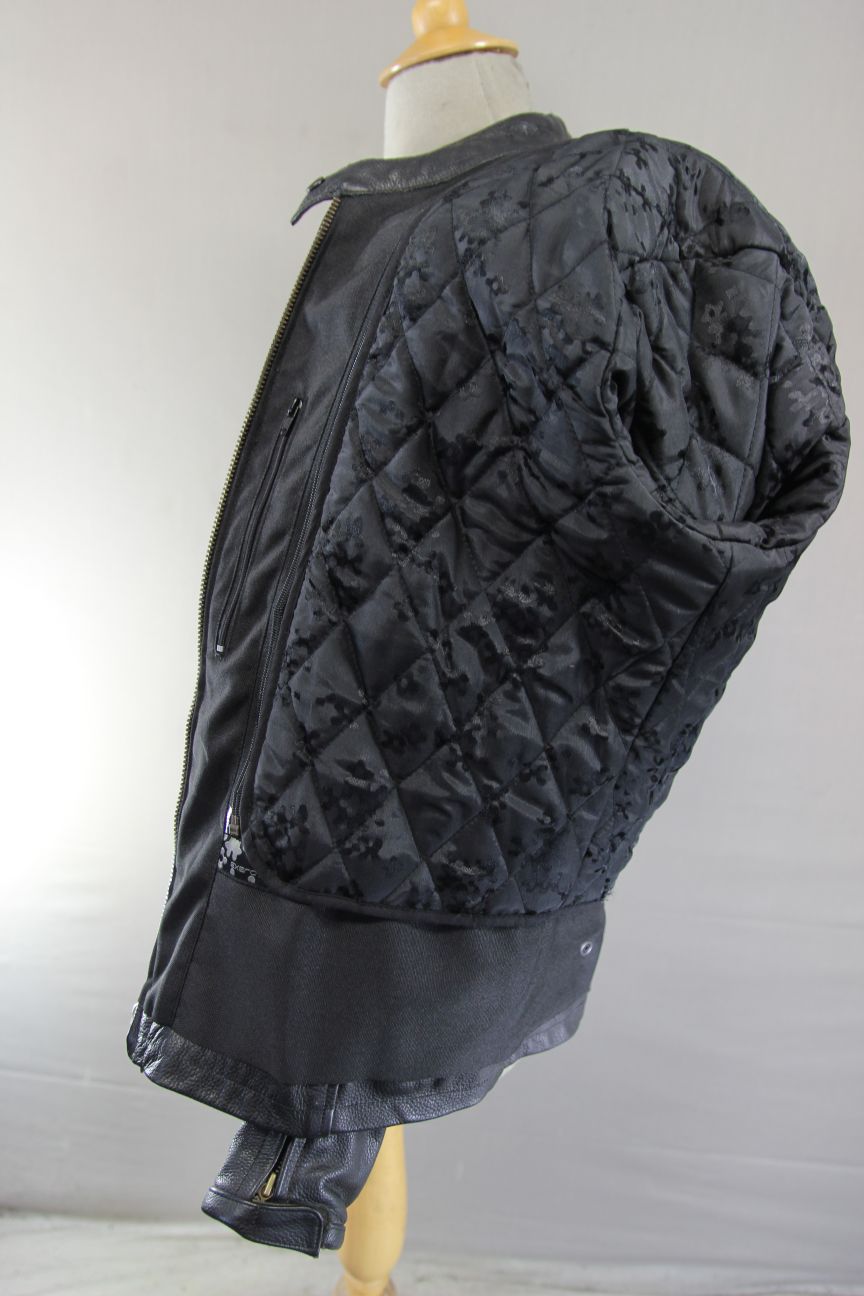 EXERO BLACK LEATHER BIKER JACKET WITH CE ARMOUR & THERMAL LINING: SIZE 18