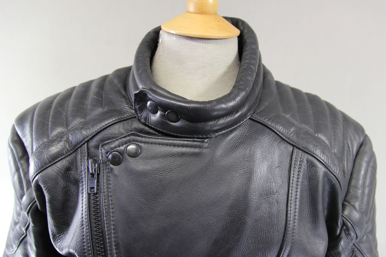 CLASSIC BLACK COWHIDE LEATHER BIKER JACKET 44 INCH CHEST/LARGE
