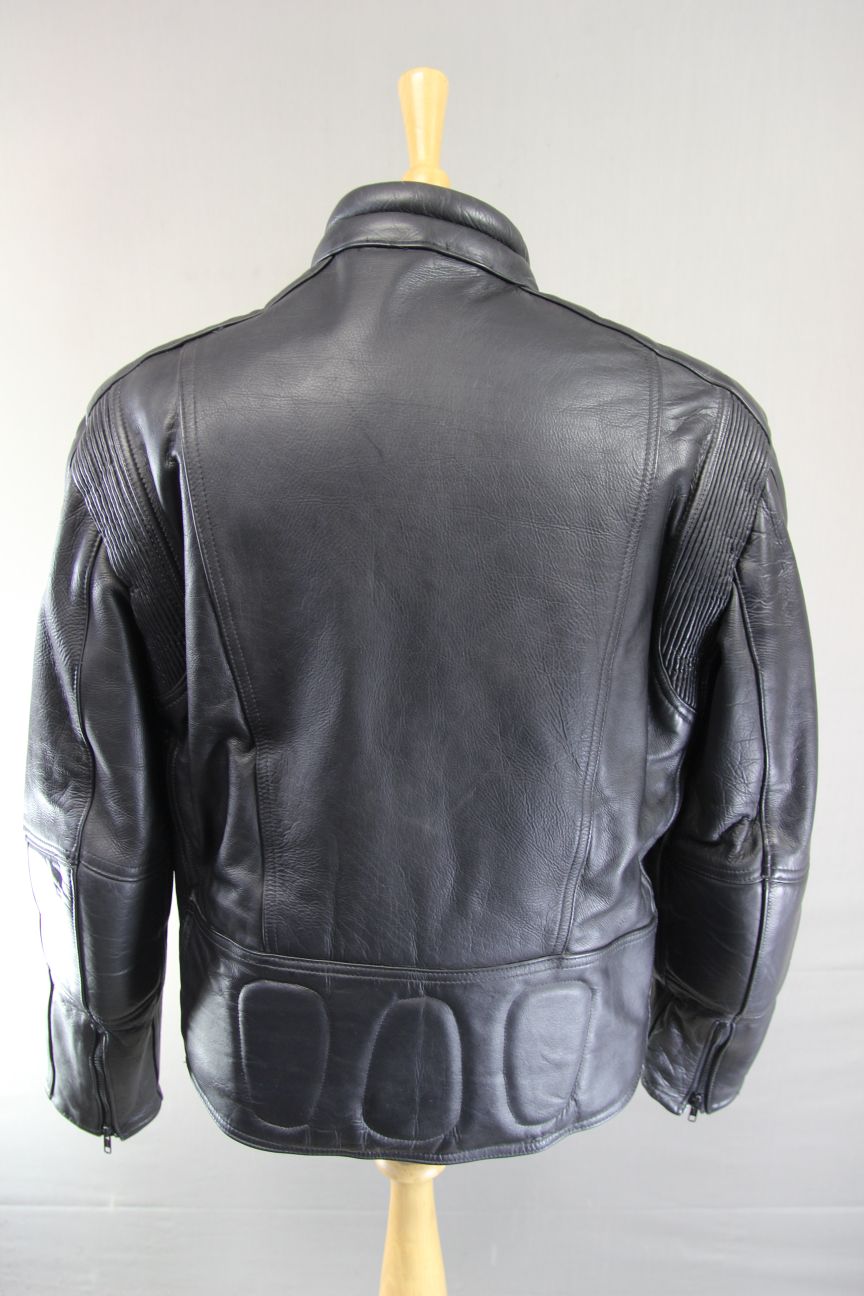 CLASSIC BLACK COWHIDE LEATHER BIKER JACKET 44 INCH CHEST/LARGE