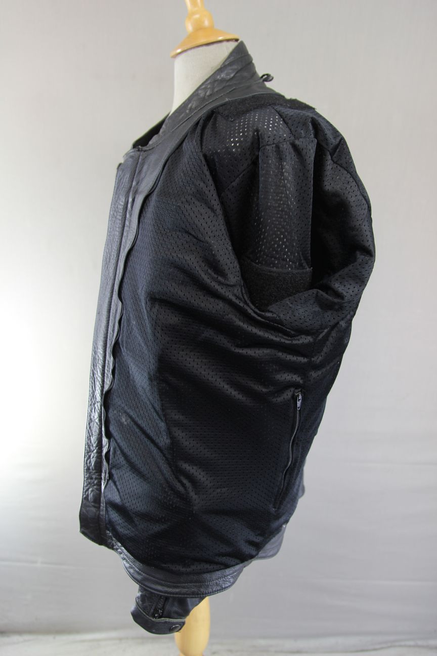 CORNER CLASSIC BLACK & IVORY LEATHER BIKER JACKET 46 INCH CHEST/XL