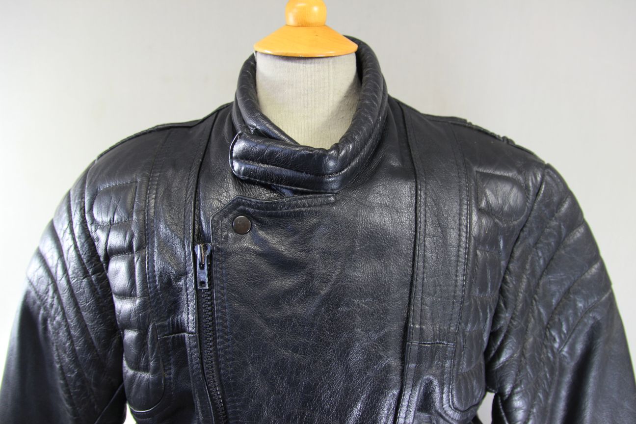 CLASSIC SKIN BLACK LEATHER BIKER JACKET 42-44 INCH CHEST