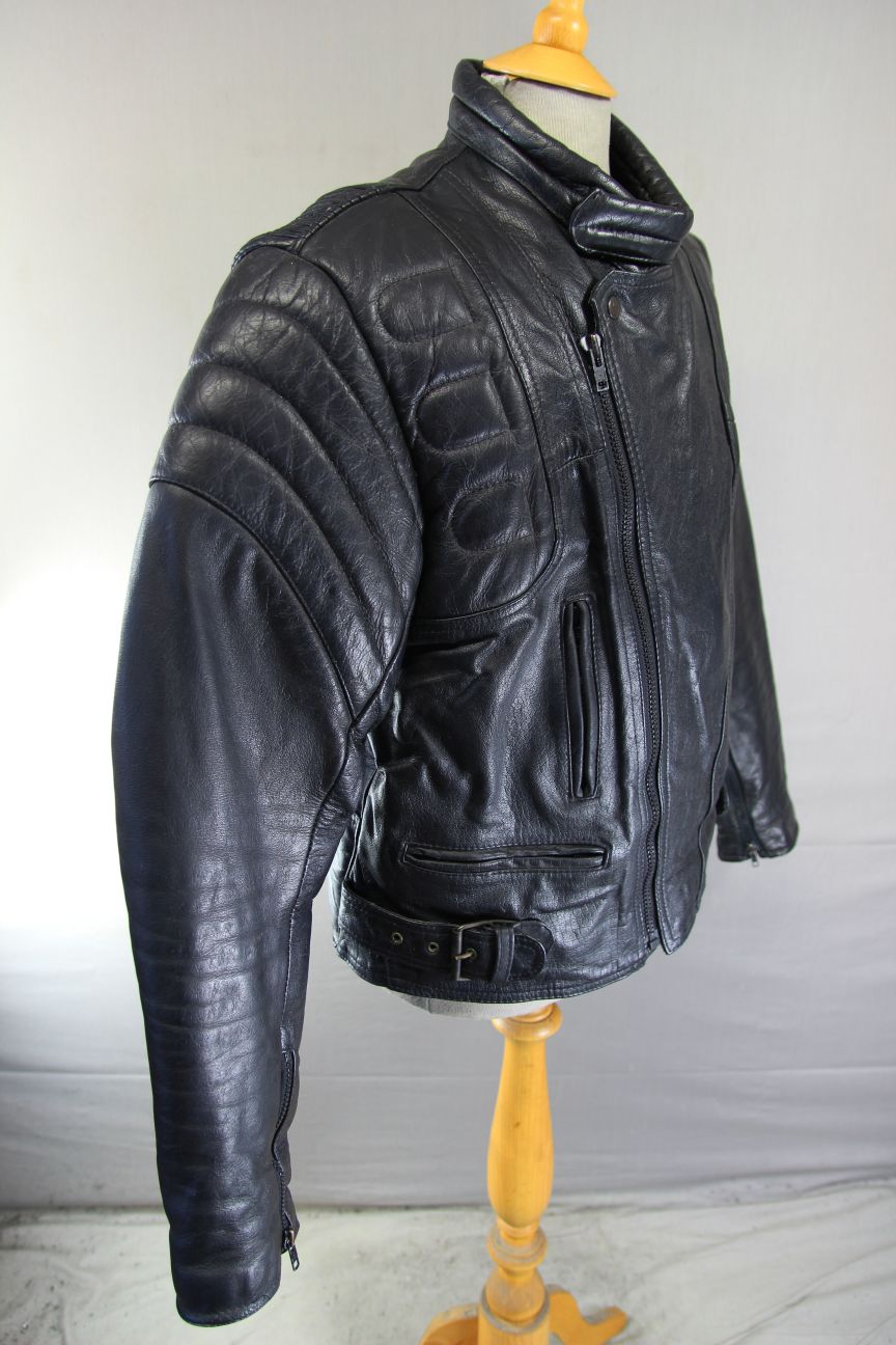 CLASSIC SKIN BLACK LEATHER BIKER JACKET 42-44 INCH CHEST