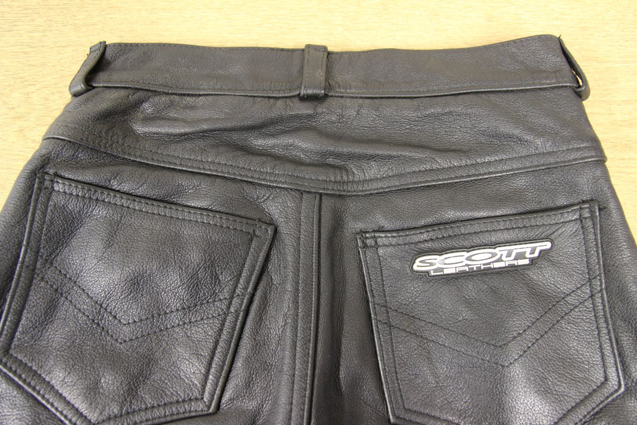 BRITISH MADE SCOTT LEATHERS BLACK BIKER JEANS SIZE 12: WAIST 28"/INSIDE LEG 29"