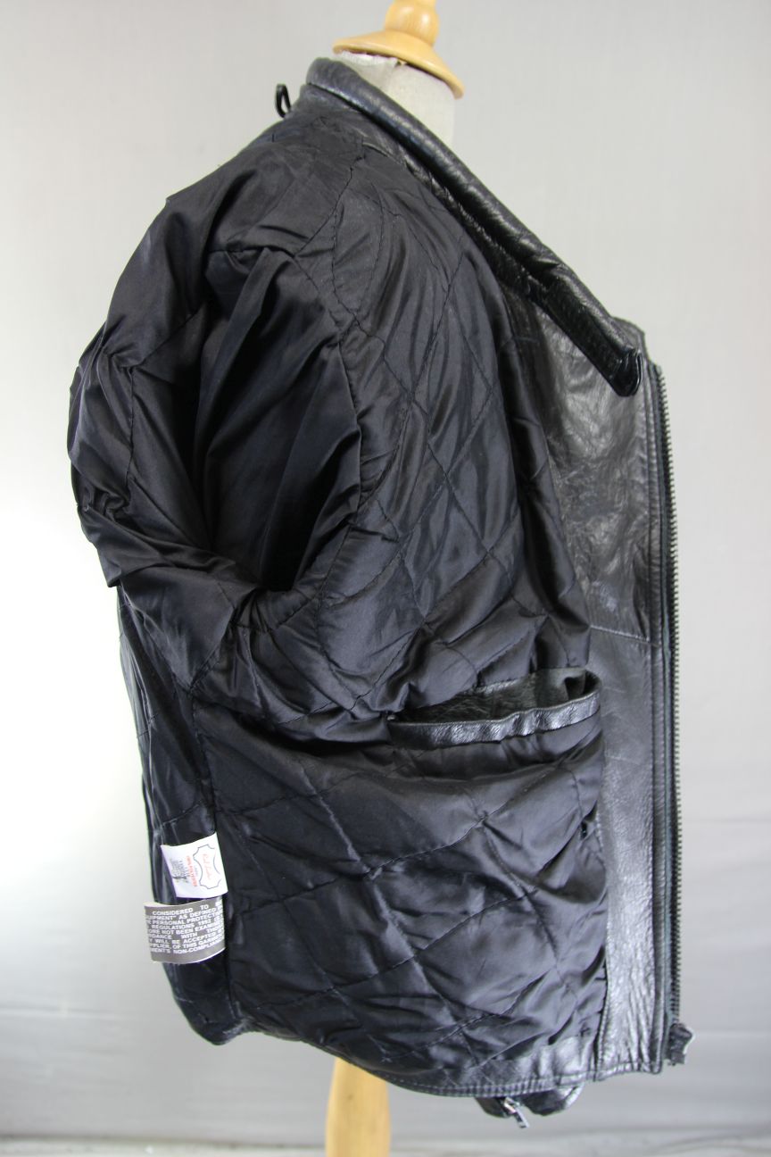 CLASSIC SKIN BLACK LEATHER BIKER JACKET 42-44 INCH CHEST