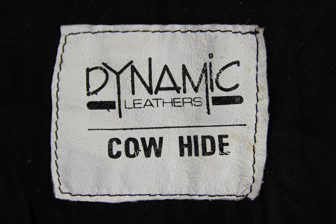 DYNAMIC LEATHERS CLASSIC BLACK COWHIDE BIKER JACKET 36-38 INCH