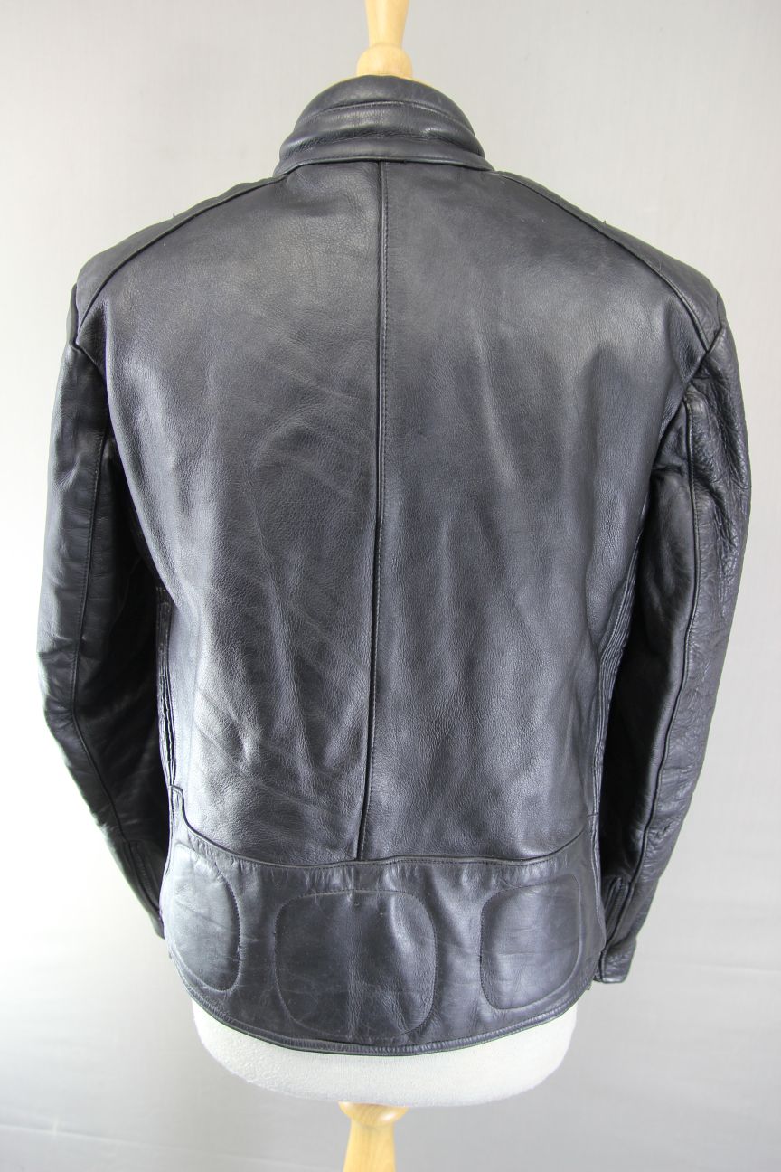 LADIES VINTAGE KETT CLASSIC BLACK COWHIDE LEATHER BIKER JACKET: SIZE 14