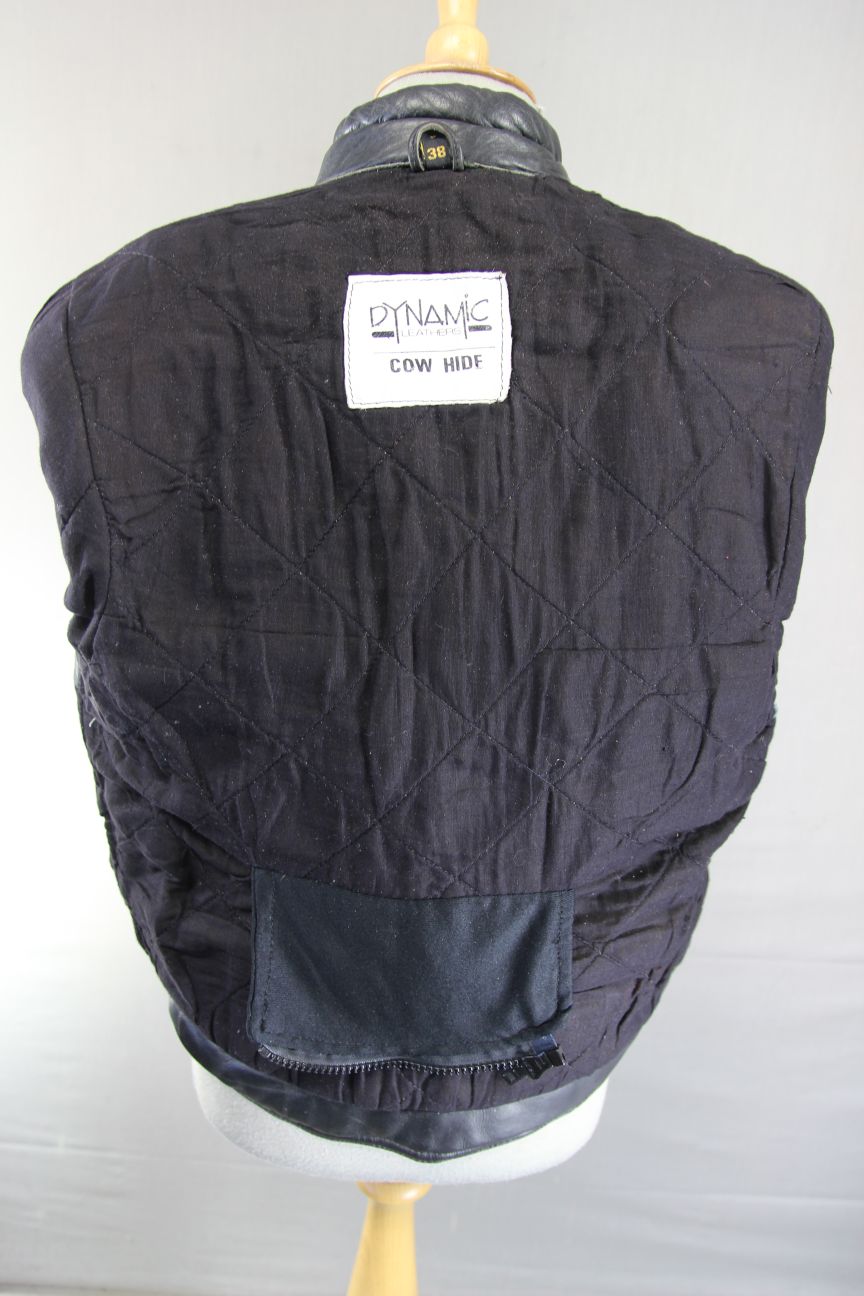 DYNAMIC LEATHERS CLASSIC BLACK COWHIDE BIKER JACKET 36-38 INCH