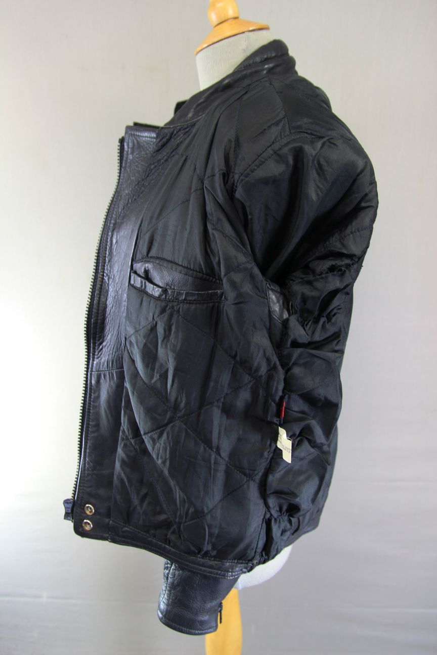 LADIES VINTAGE KETT CLASSIC BLACK COWHIDE LEATHER BIKER JACKET: SIZE 14
