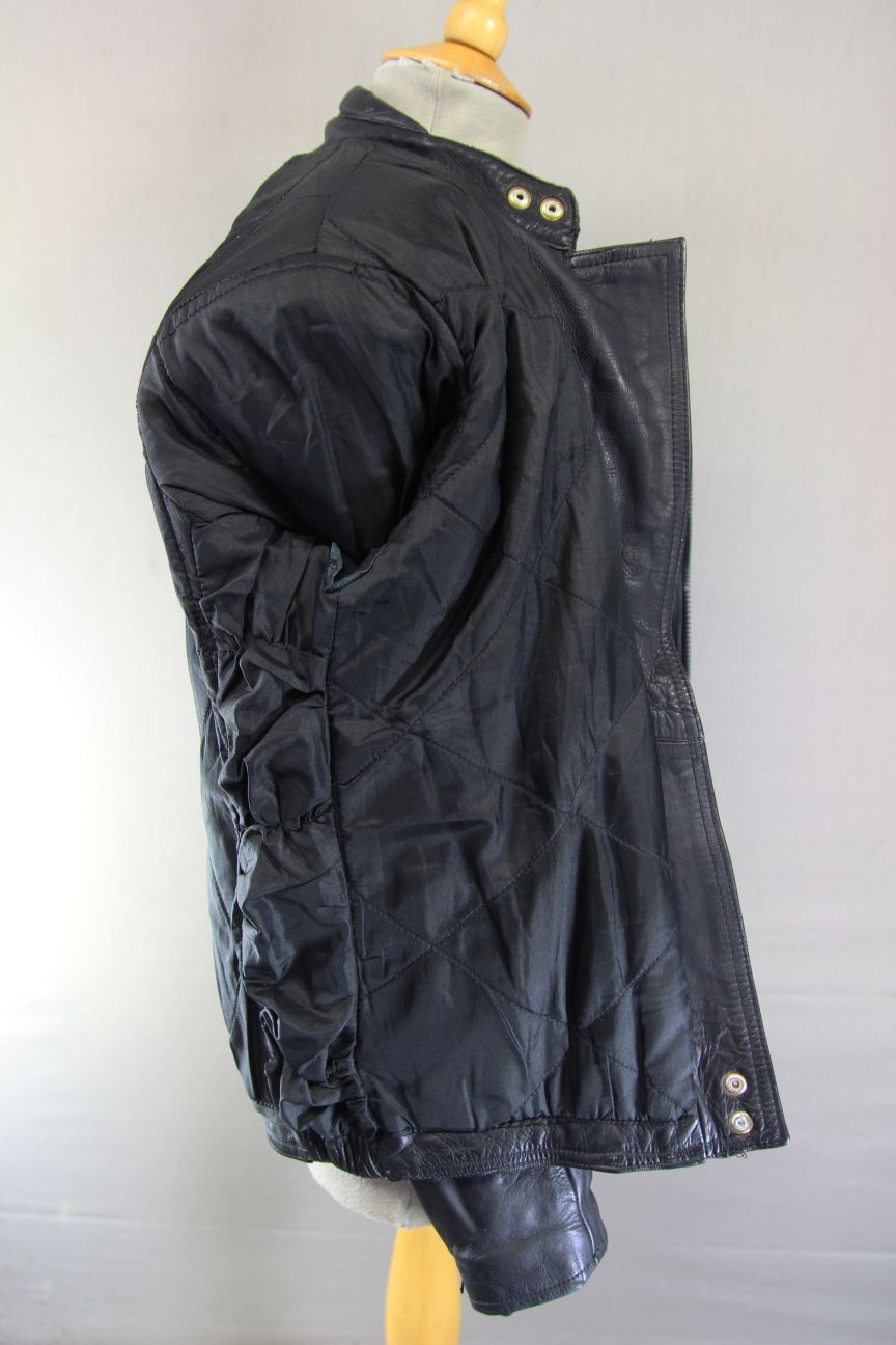 LADIES VINTAGE KETT CLASSIC BLACK COWHIDE LEATHER BIKER JACKET: SIZE 14