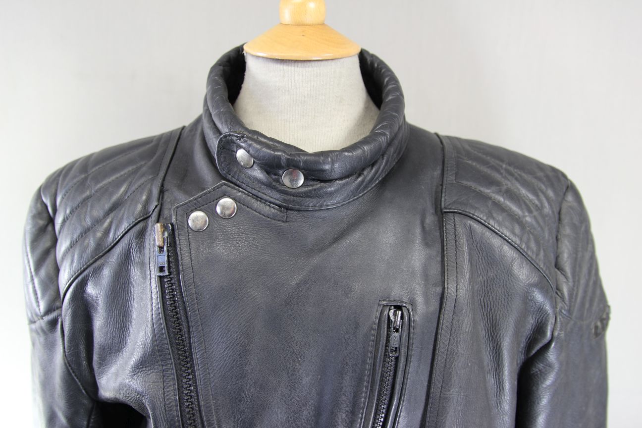 APACHE LEATHERS THINSULATE 3M THERMAL LINED CLASSIC BLACK BIKER JACKET 44-46 IN