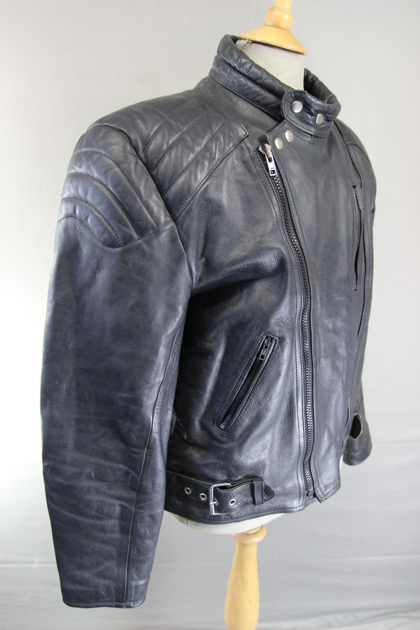 APACHE LEATHERS THINSULATE 3M THERMAL LINED CLASSIC BLACK BIKER JACKET 44-46 IN