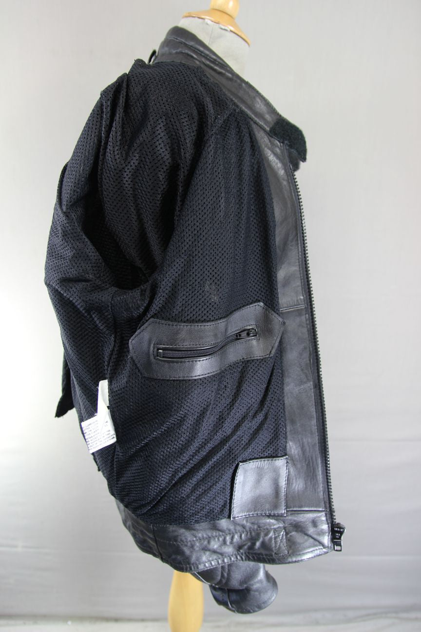BRITISH DESIGNED RHINO BLACK COWHIDE LEATHER BIKER JACKET + PROTECTORS 40-42 IN