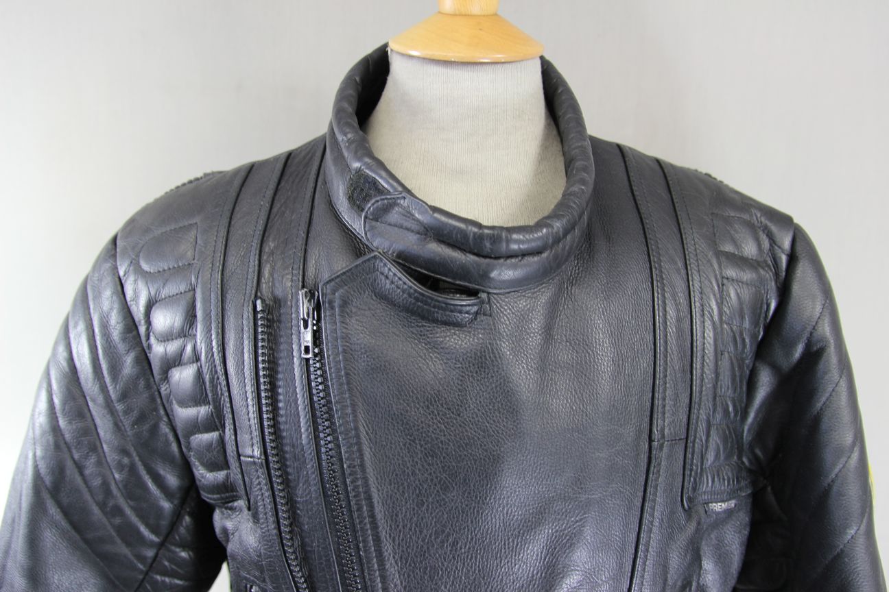 GB MARKETING PREMIER CLASSIC BLACK LEATHER BIKER JACKET 42-44 INCH CHEST