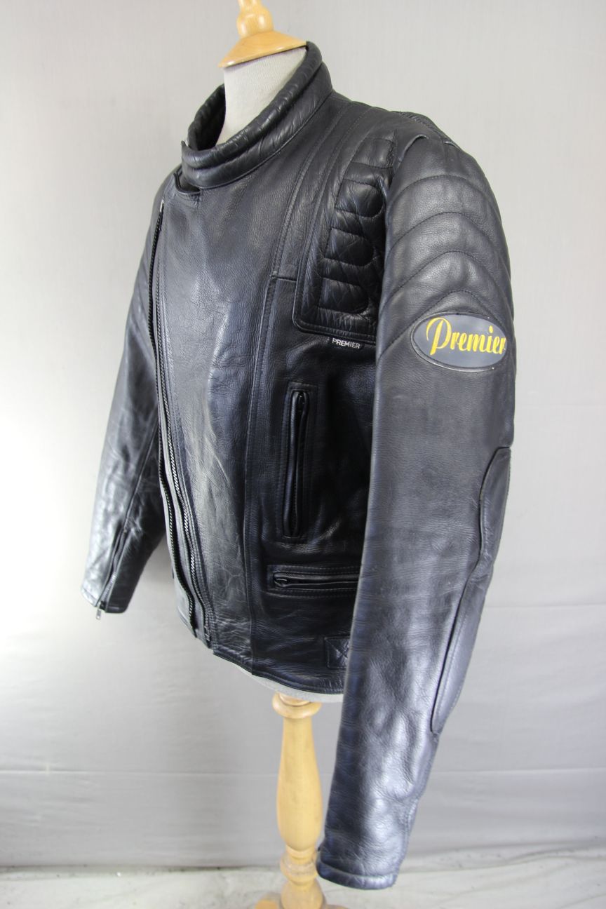 GB MARKETING PREMIER CLASSIC BLACK LEATHER BIKER JACKET 42-44 INCH CHEST