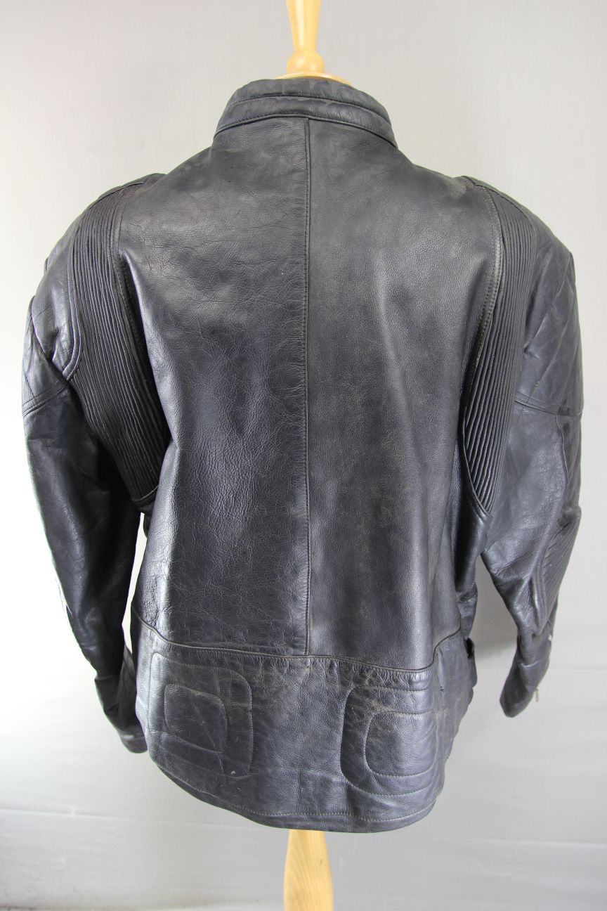 CLASSIC BLACK LEATHER BIKER JACKET 40 INCH/MEDIUM