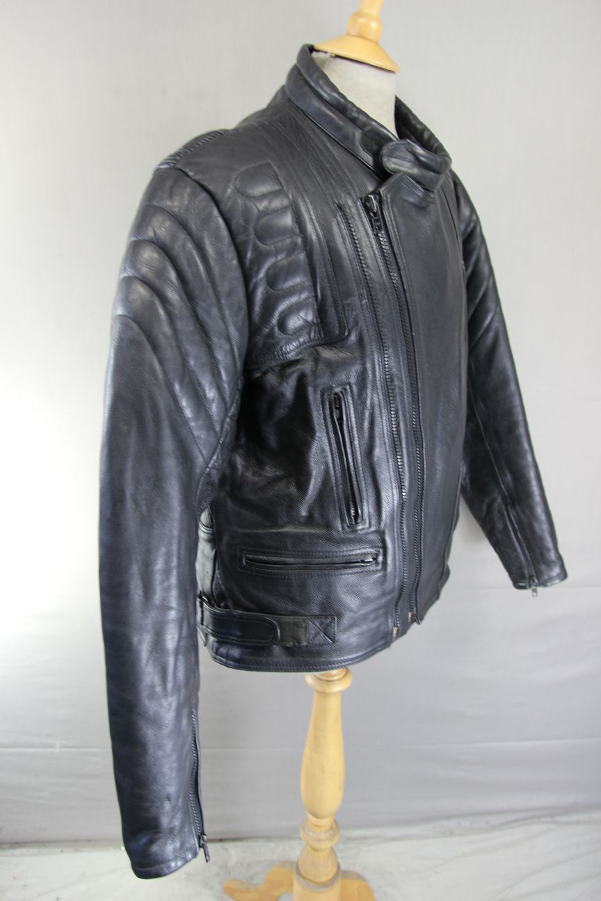 GB MARKETING PREMIER CLASSIC BLACK LEATHER BIKER JACKET 42-44 INCH CHEST