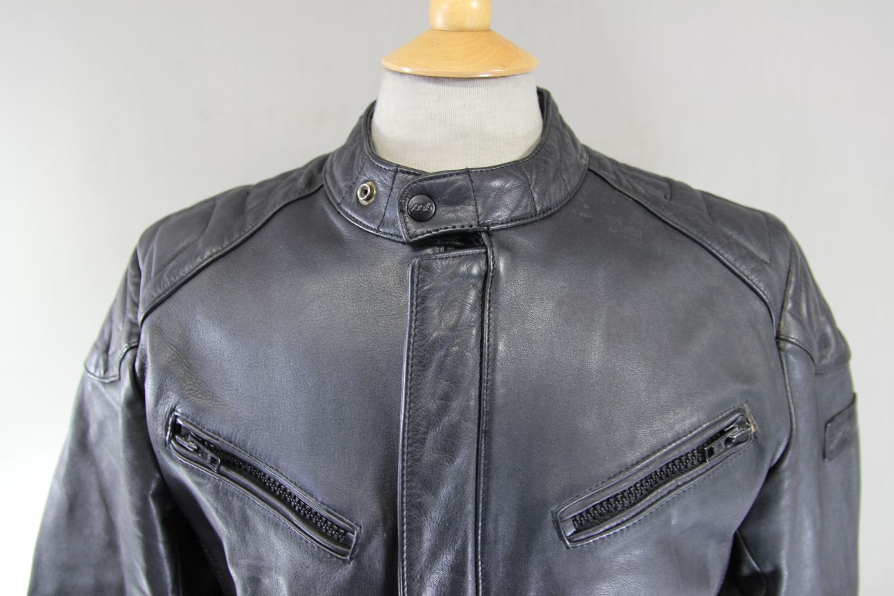 CLASSIC POLO BLACK LEATHER BIKER JACKET 38-40 INCH/MEDIUM