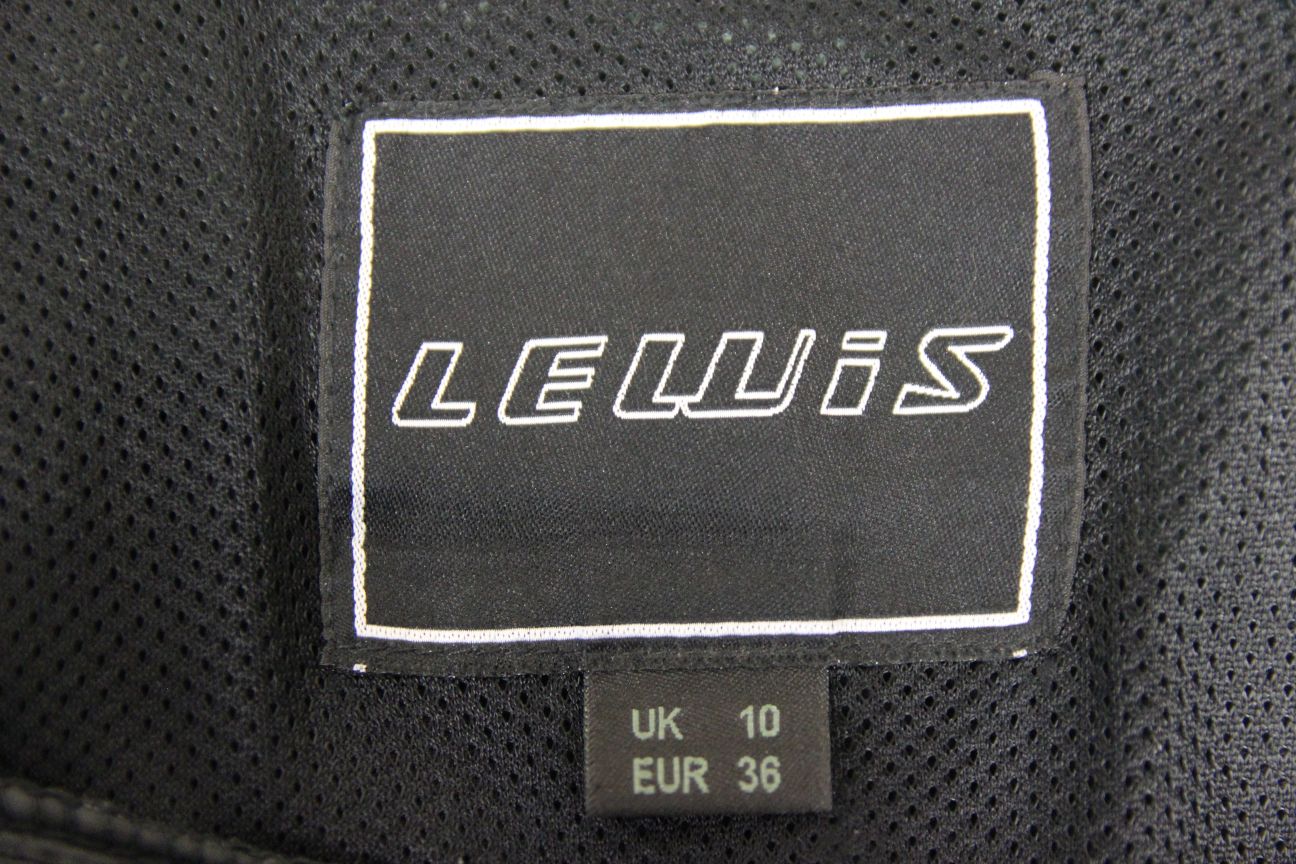 LEWIS LEATHER BLACK BIKER TROUSERS + CE ARMOUR SIZE 10: WAIST 32"/INSIDE LEG 31"