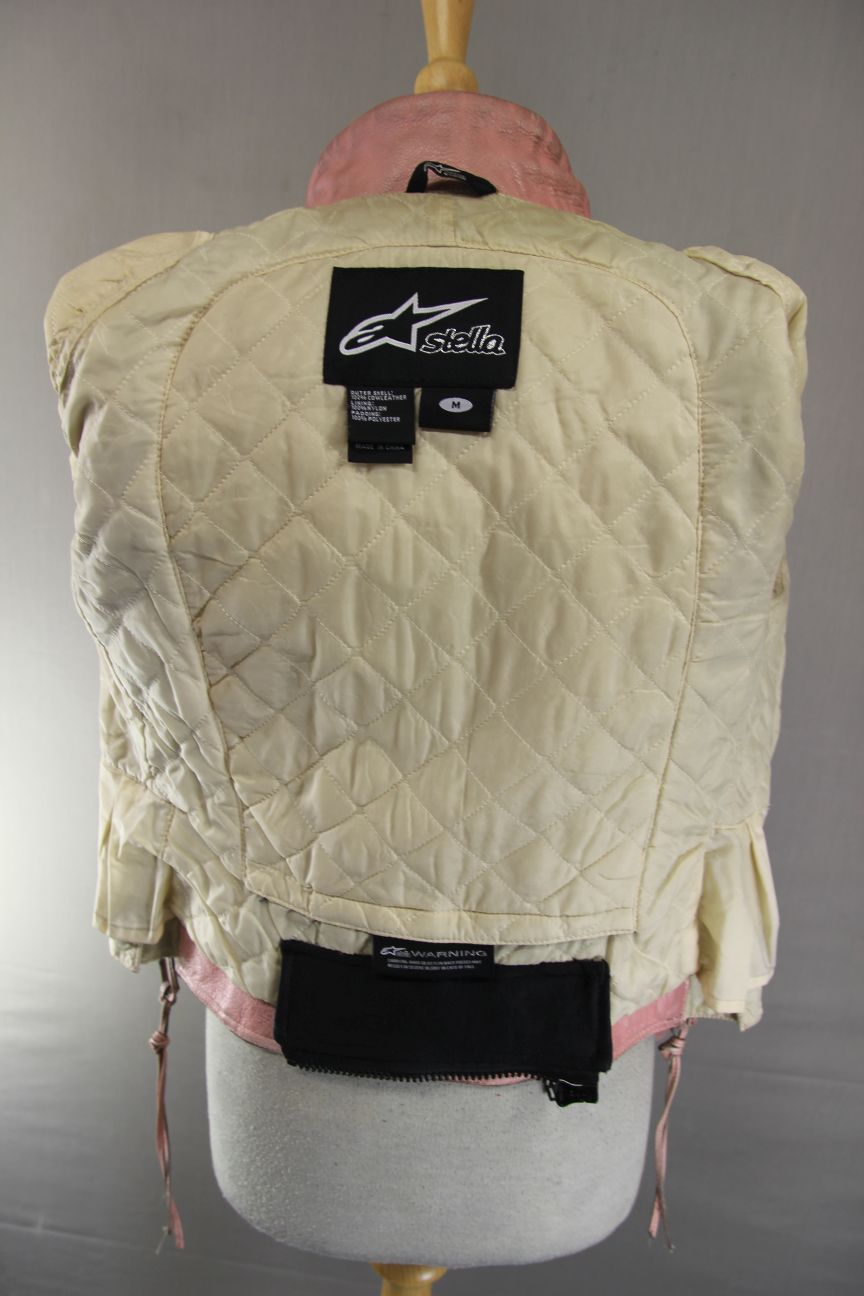 ALPINESTARS STELLA PINK LEATHER BIKER JACKET: SIZE 10/MEDIUM/32-34 INCH CHEST
