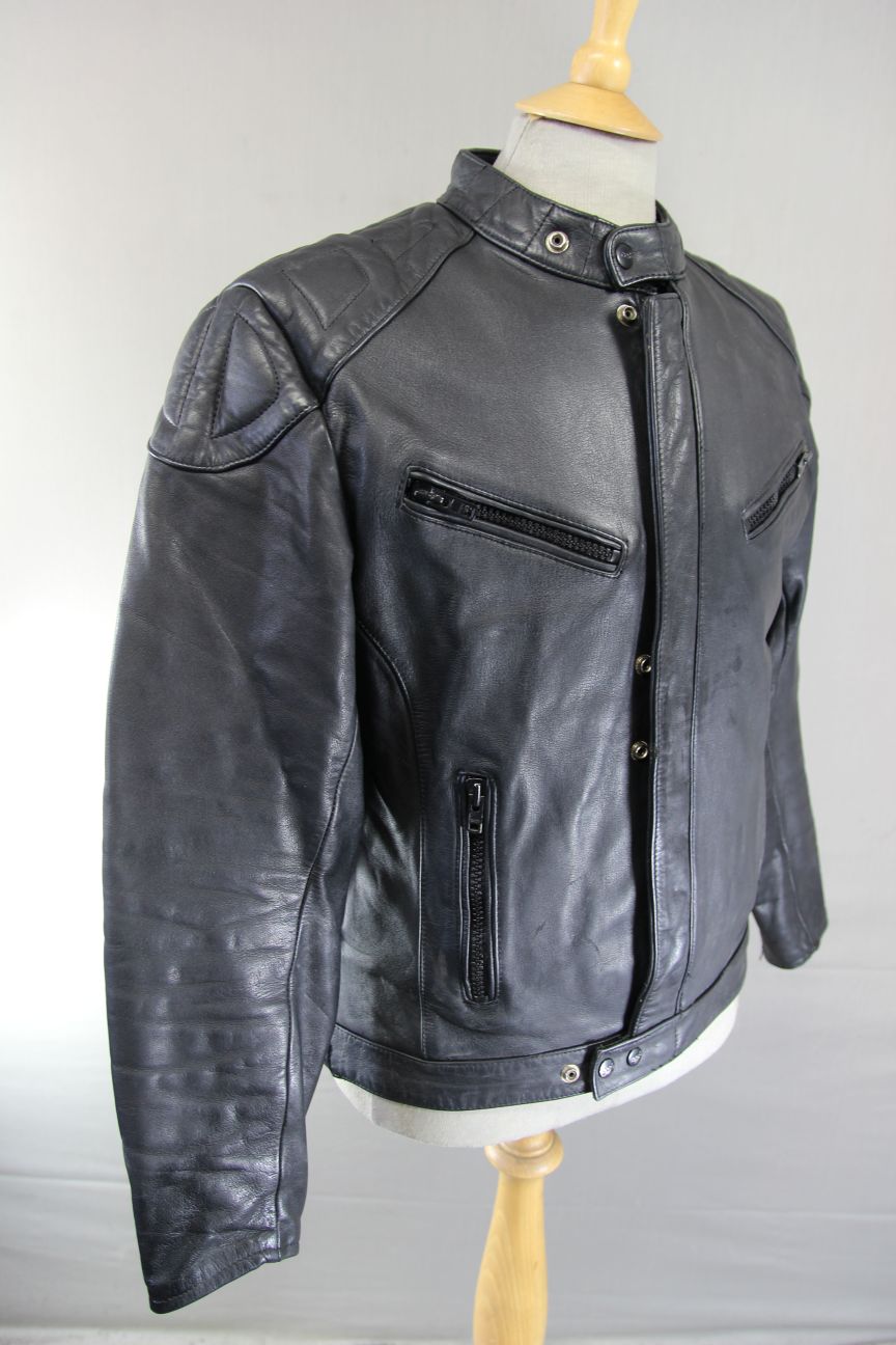CLASSIC POLO BLACK LEATHER BIKER JACKET 38-40 INCH/MEDIUM