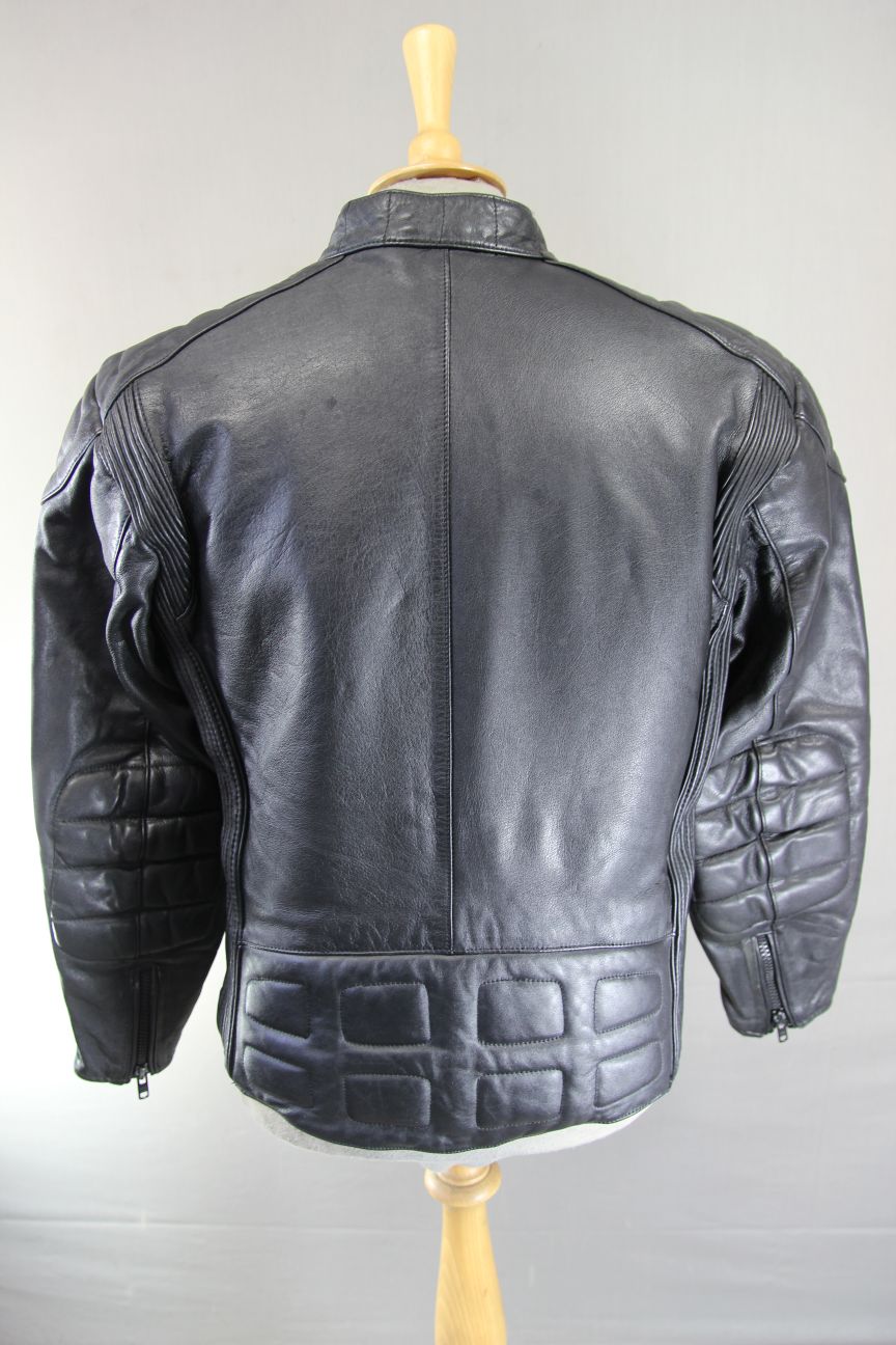 CLASSIC POLO BLACK LEATHER BIKER JACKET 38-40 INCH/MEDIUM