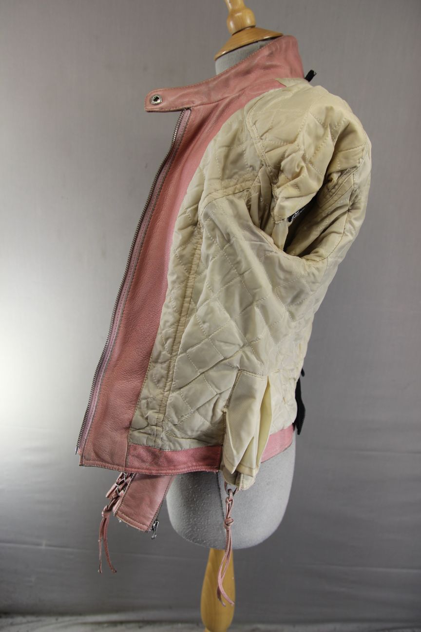 ALPINESTARS STELLA PINK LEATHER BIKER JACKET: SIZE 10/MEDIUM/32-34 INCH CHEST