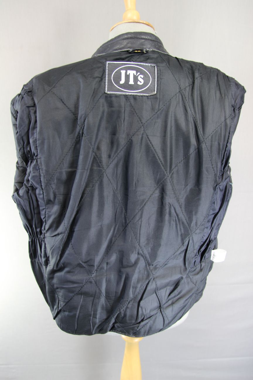 JT'S CLASSIC BLACK COWHIDE LEATHER BIKER JACKET 38-40 INCH CHEST