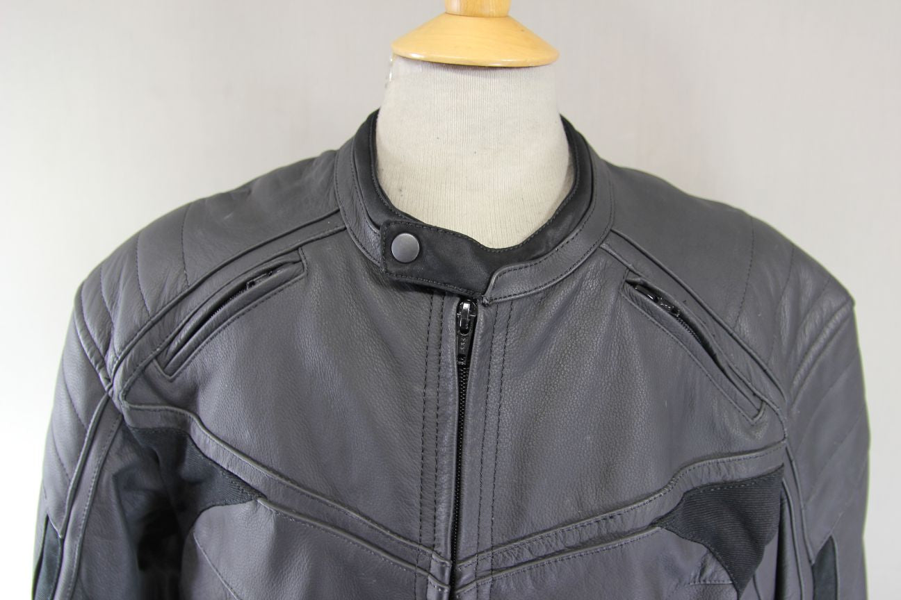 FRANK THOMAS FTL 286 CLASSIC BLACK LEATHER & TEXTILE BIKER JACKET 46 INCH/XL