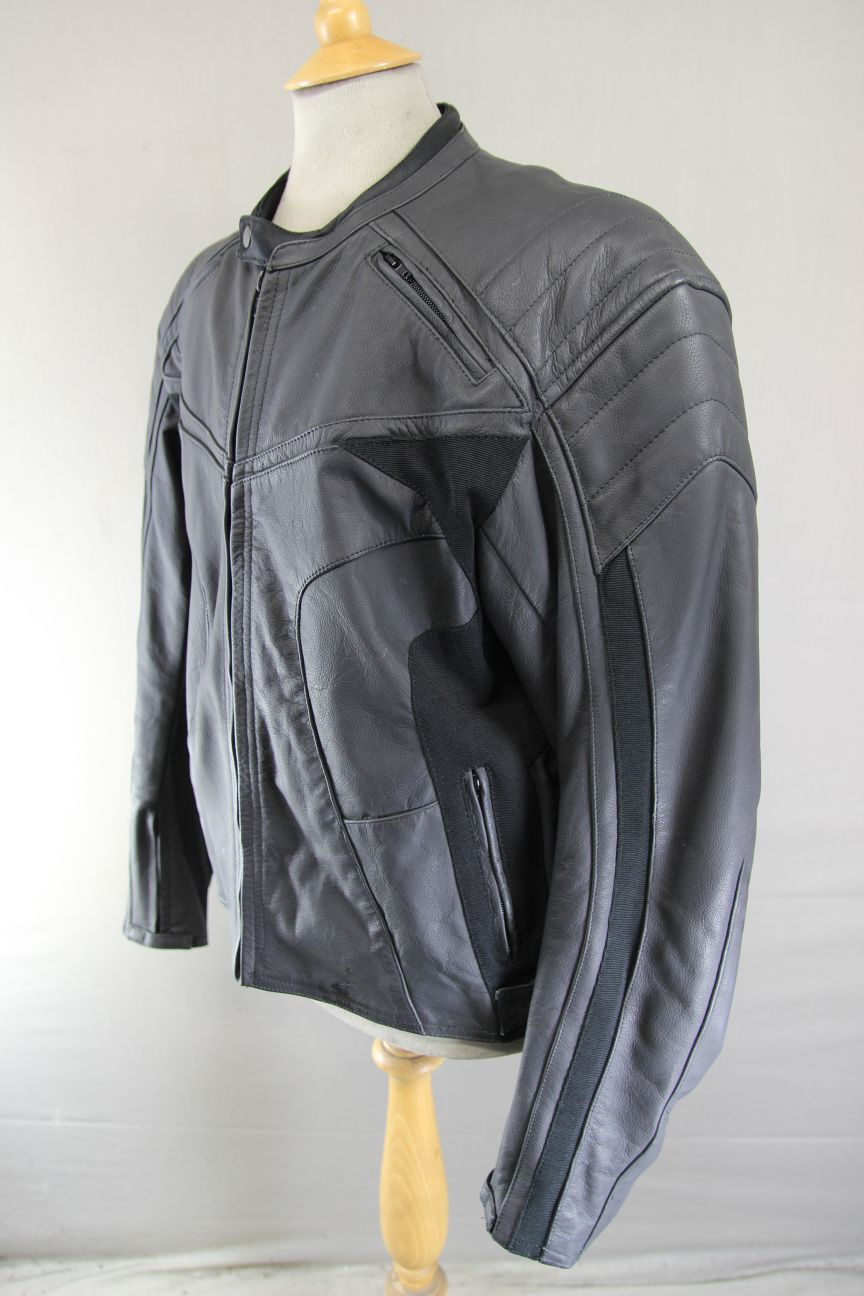 FRANK THOMAS FTL 286 CLASSIC BLACK LEATHER & TEXTILE BIKER JACKET 46 INCH/XL