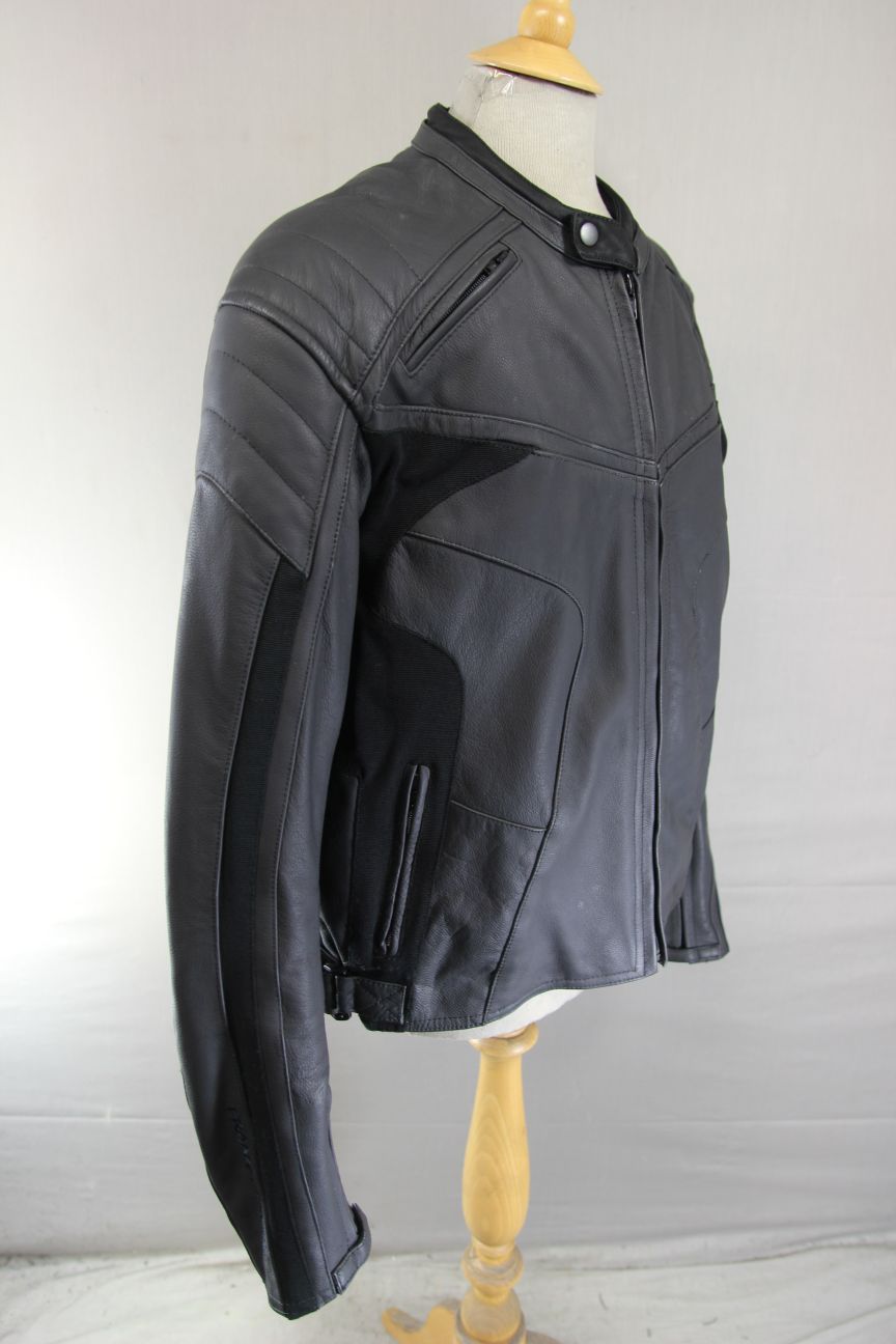 FRANK THOMAS FTL 286 CLASSIC BLACK LEATHER & TEXTILE BIKER JACKET 46 INCH/XL