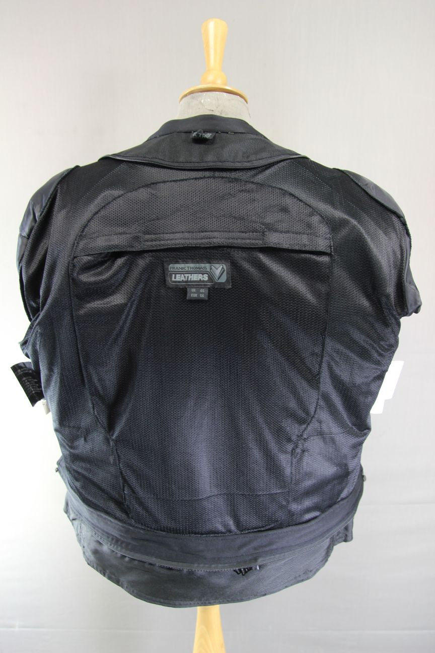 FRANK THOMAS FTL 286 CLASSIC BLACK LEATHER & TEXTILE BIKER JACKET 46 INCH/XL