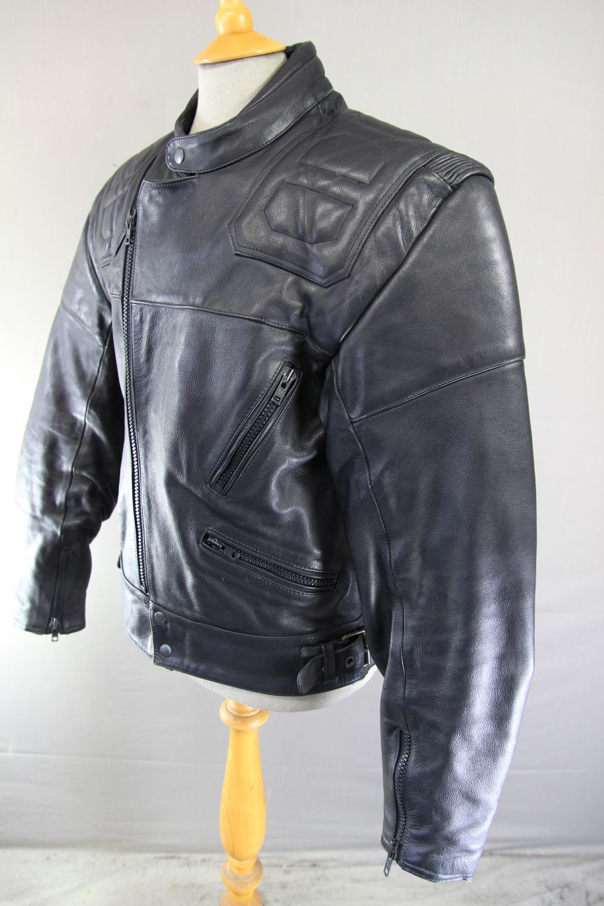 CLASSIC SPORTEX MAXX BLACK LEATHER BIKER JACKET 40 INCHES