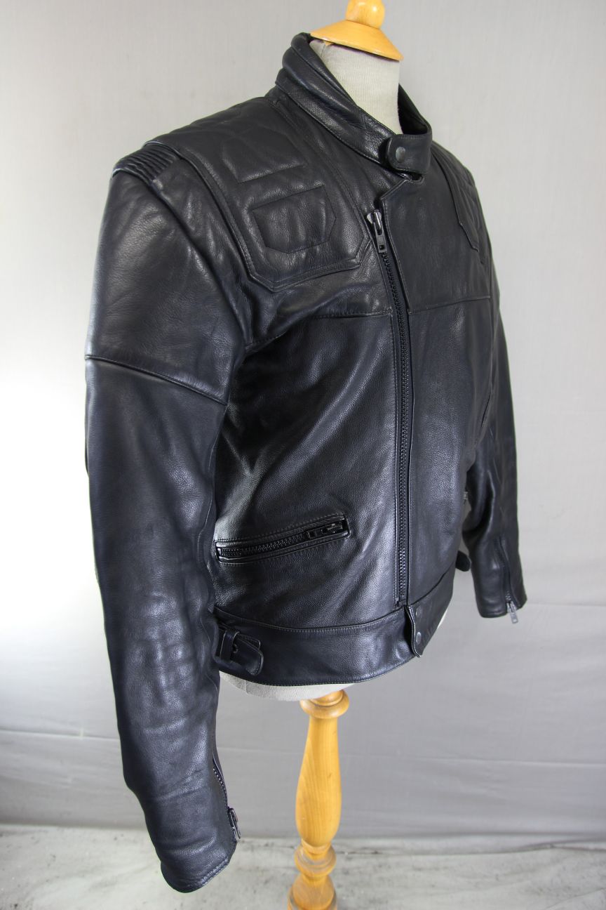 CLASSIC SPORTEX MAXX BLACK LEATHER BIKER JACKET 40 INCHES