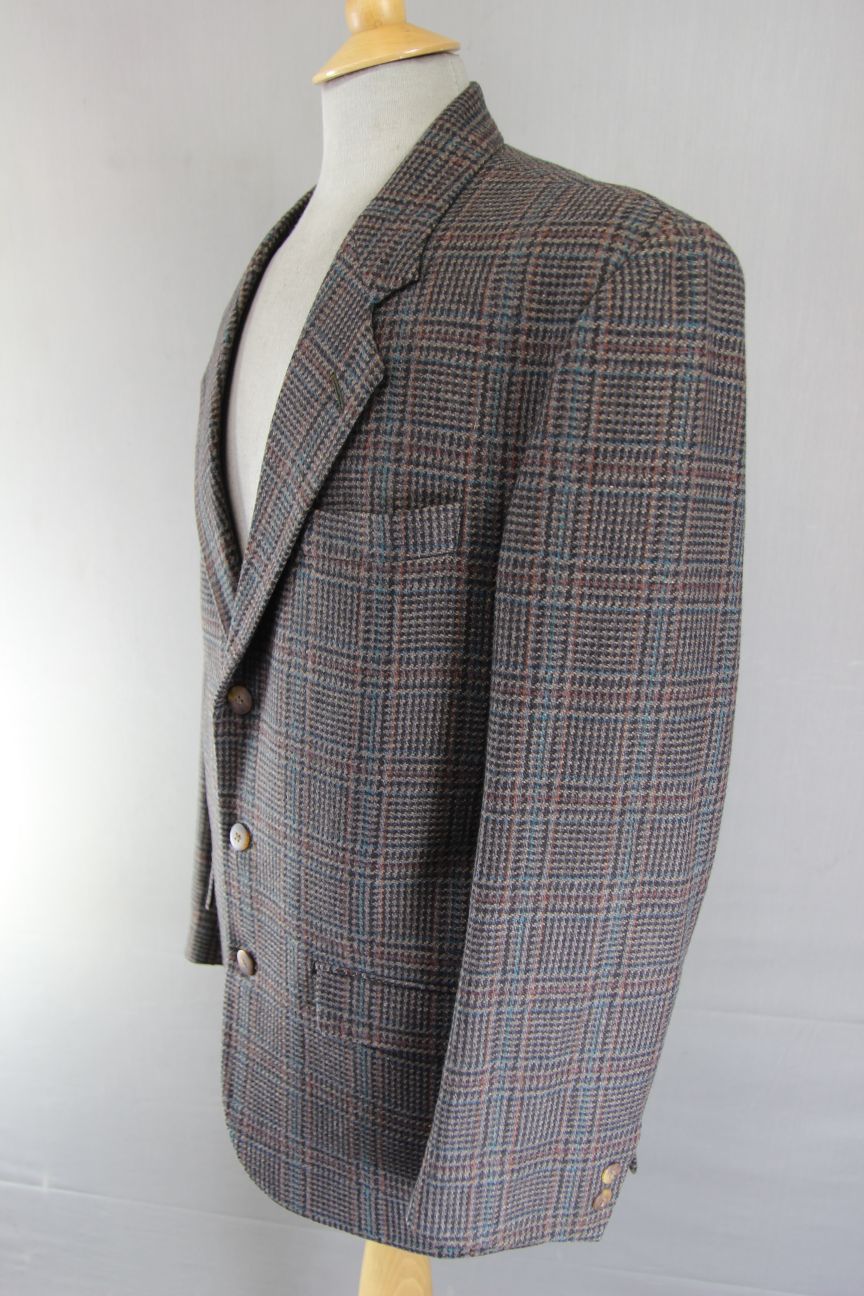1880 CLUB CLASSIC CHECKED BROWN WOOL RICH BLEND TWEED JACKET 38 INCH