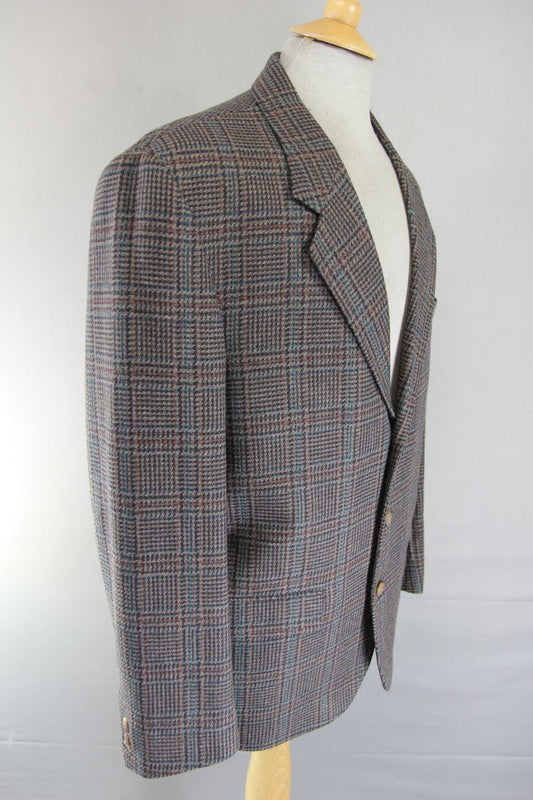 1880 CLUB CLASSIC CHECKED BROWN WOOL RICH BLEND TWEED JACKET 38 INCH
