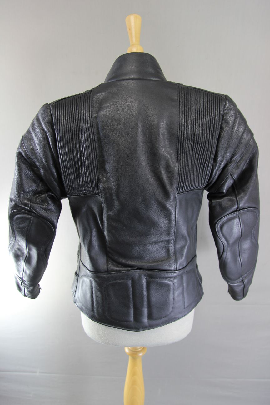 CLASSIC BRITISH MADE BLACK SCOTT LEATHERS BIKER JACKET: SIZE 10