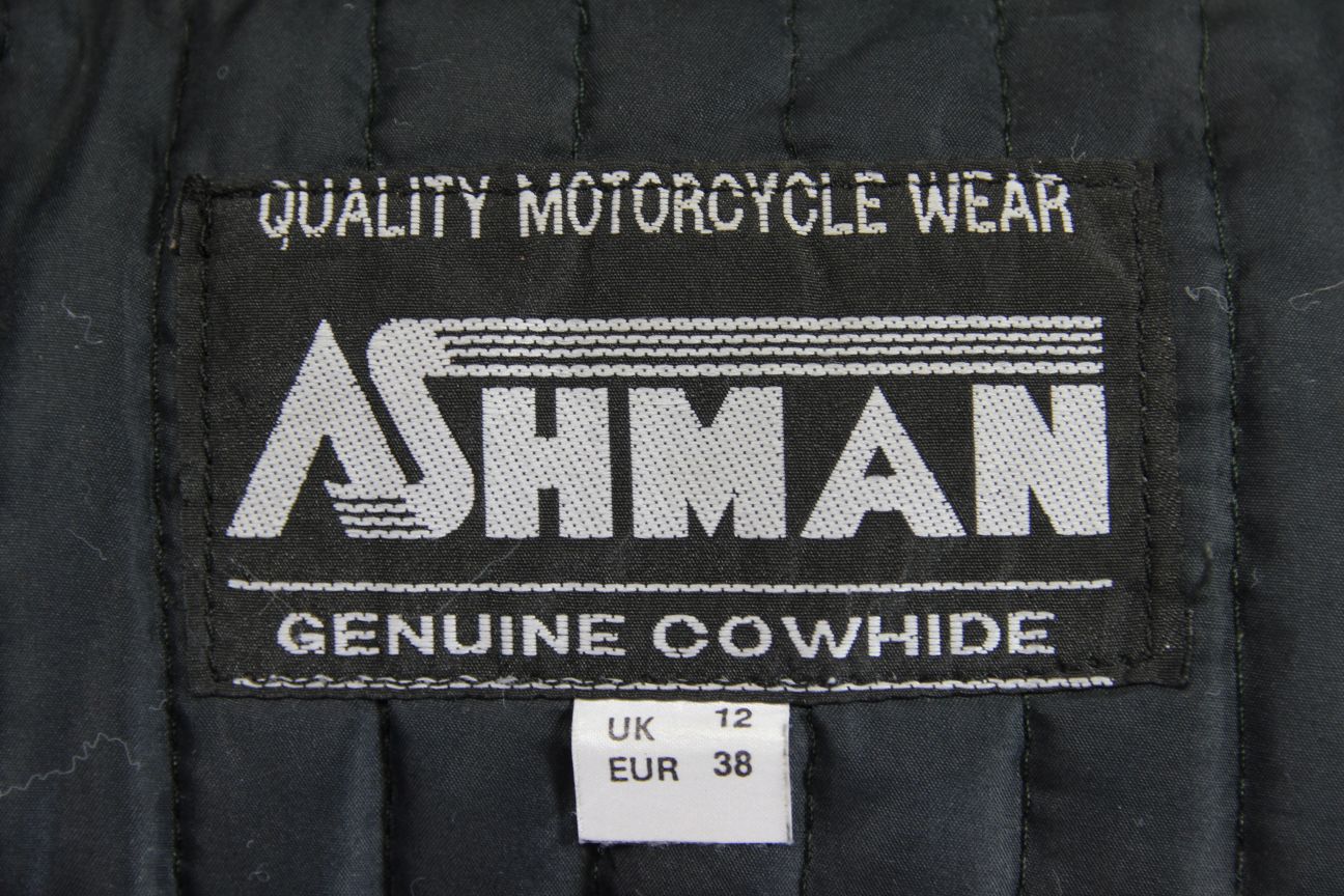 ASHMAN BLACK COWHIDE LEATHER BIKER JACKET + PROTECTORS & THERMAL LINING: SIZE 12